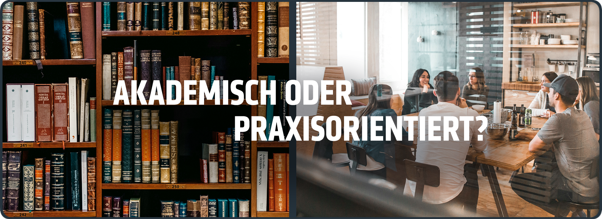 foto bibliothek einerseits und gruppendiskussion andererseits